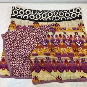 Zand Amsterdam Reversible Snap Wrap Skirt Pink Yellow Floral Geo Boho Adjustable